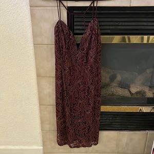 Heart shaped, laced purple dress